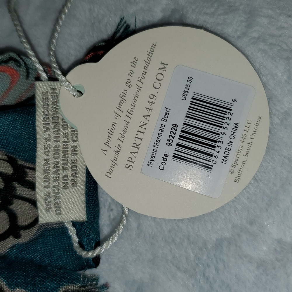 NWT Spartina Mystic Mermaid Scarf Linen Blend - Picture 5 of 6